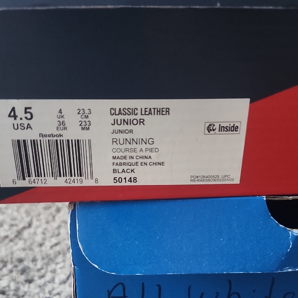 Reebok Junior Classic Leather Shoes - Black